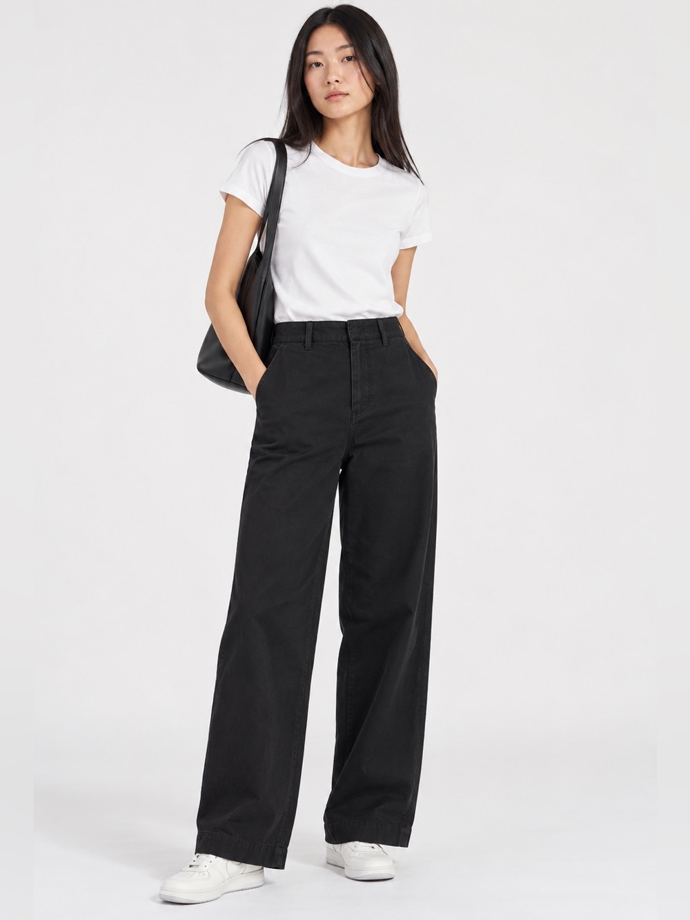 UNIQLO U Black Wide-Leg Cotton Pants | Size 4